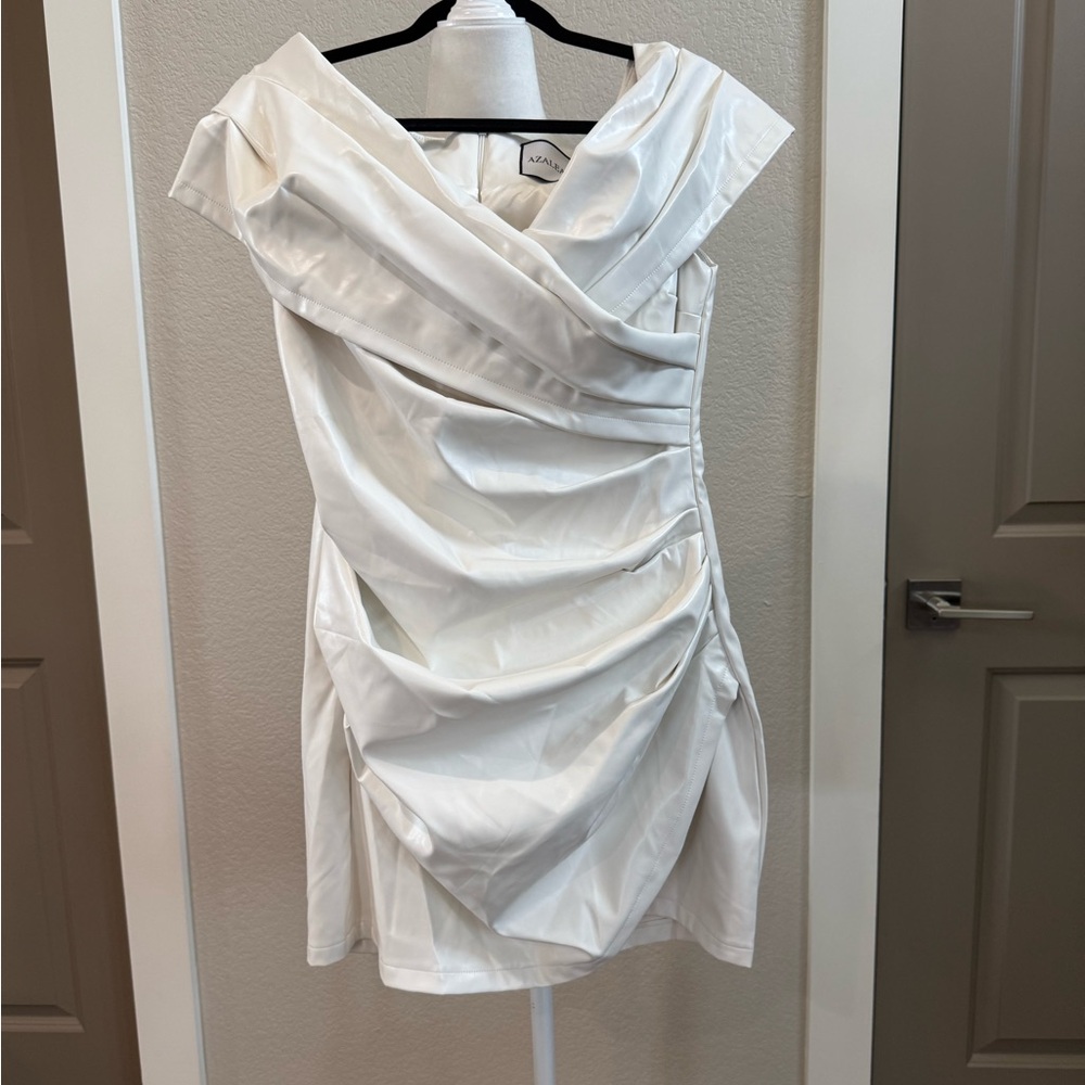 Azalea Wang faux leather mini dress.